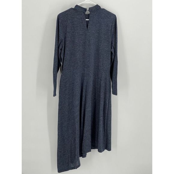 Eloquii Dress Long Sleeve Women 14 Knit Blue Asymmetrical Mock Neck New‎ - Picture 9 of 12